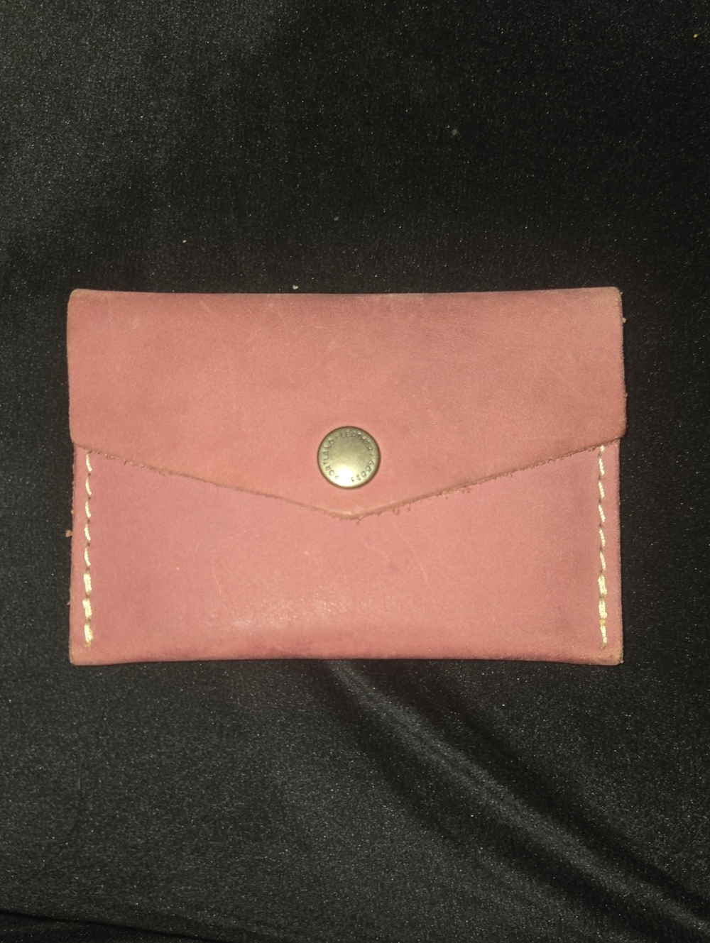 Blush Pink Leather Snap Cardholder